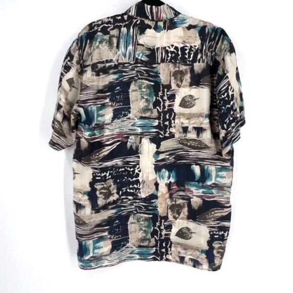 Robert Stock Mens Silk Short Sleeve Button Down Hawaiian Shirt Multi Size Medium - Picture 2 of 6